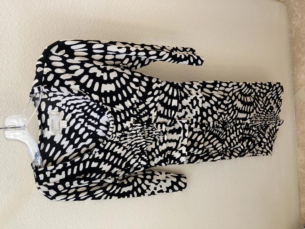 Nicole Miller Artelier Ruched Black Cream Dress Size P